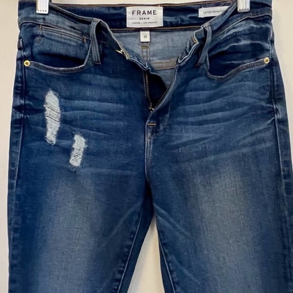 Frame Size 25 Le High Skinny Crop Jeans Arenas Frayed Released Hem - Picture 9 of 13